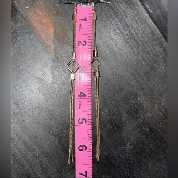 Free People NEW Keystone Gold Tone Shoulder Duster Long Dangle Pierced Earrings - Picture 6 of 8